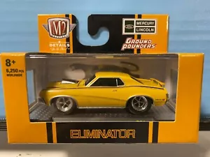 1/64 M2 GROUND POUNDERS 1970 MERCURY COUGAR ELIMINATOR YELLOW & BLACK STRIPES - Picture 1 of 3