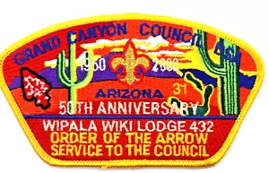 Grand Canyon Council -50th Anniv. 1960-2000 Wipala Wiki Lodge 432 #31 NOAC SA7 - Picture 1 of 6