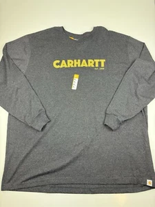 Carhartt Men’s Loose Fit Heavyweight Long Sleeve LOGO Graphic T Shirt 3XL GRAY - Picture 1 of 10