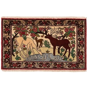 Bakhtiar 54x88 cm Handgeknüpfter Perserteppich Nomadic Orient Rug Carpet Beige - Picture 1 of 6