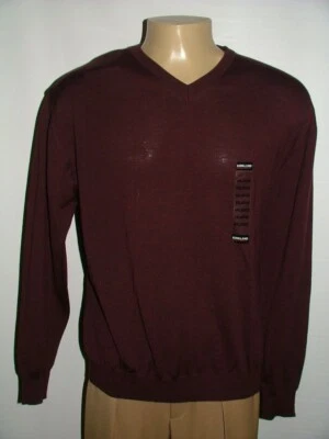 НОВЫЙ WT KIRKLAND ПОДПИСЬ V-ОБРАЗНЫМ ВЫРЕЗОМ СВИТЕР РАЗМЕР XXL 100% ШЕРСТИ МЕРИНОСА БОРДОВЫЙ #240 - Изображение 1 из 4