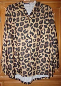 LOVEU DEAR DAMEN GRÖSSE 2XL ANIMAL PRINT KAPUZE KNOPF LANGARM HOODIE BLUSE - Bild 1 von 2
