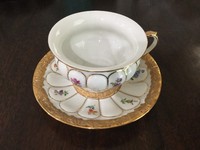 Meissen Germany Heavy Gold Multi Floral Cup Saucer 0101099