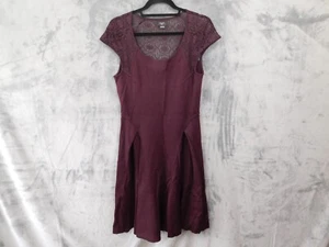 Anthropologie Deletta Dress Womens Medium Maroon Purple Wool Fit Flare Lace - Picture 1 of 12