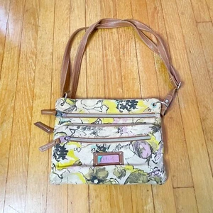 Relic Floral Canvas Crossbody Purse with Brown Leather Details - Picture 1 of 15
