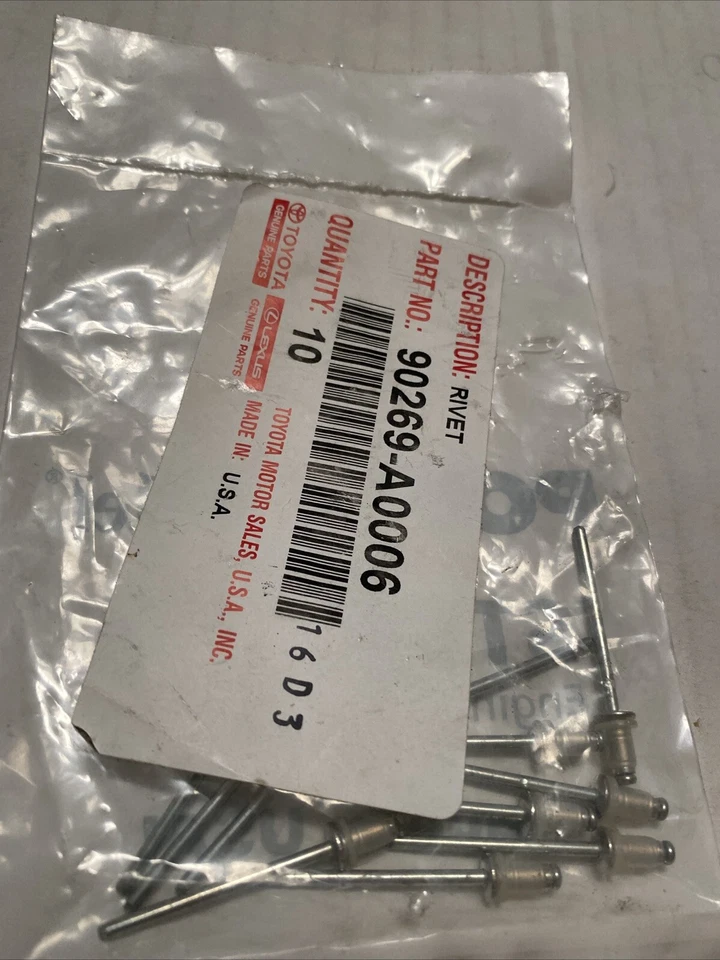 原始设备制造商 10 件装铝铆钉带盖维修丰田凯美瑞雷克萨斯 RX350 90269-A0006 — 第 1/1 张图片