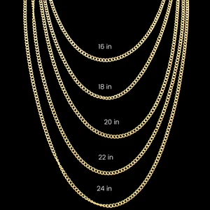 10K Yellow Gold 2.5mm Curb Cuban Chain Necklace Bracelet Men Women 16"-24" - Picture 1 of 1