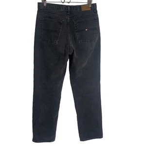 Tommy Hilfiger Jeans Women's 10 Black Denim Zip Fly Flag Logo Vintage Straight - Picture 1 of 7