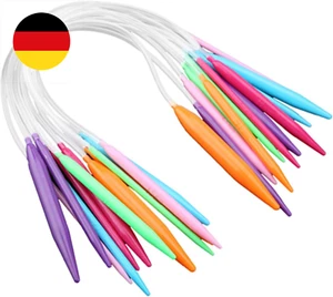 12 Stück Rundstricknadeln, Kunststoff-Stricknadeln, bunte Rundstricknadeln, Rund - Bild 1 von 9