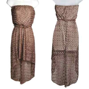 7. Januar Kleid Damen groß braun Spitze trägerlos hoch schulterfrei Y2K 90er - Bild 1 von 8