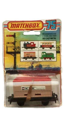Matchbox Eisenbahn Rail Train Wagon no.25 flat car & container Anhänger 75 OVP - Bild 1 von 3