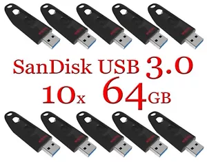 LOTE 10x SanDisk 64GB ULTRA USB 3.0 unidad flash SDCZ48-064G 64 GB leer 150 MB/s - Imagen 1 de 13