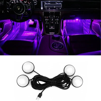 Car LED Footwell Light USB Neon Interior Ambient Night Lighting RGB Accessories