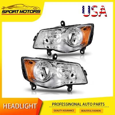 Headlights Set For 2011-2019 Dodge Grand Caravan 2008-16 Chrysler Town& Country - Imagem 1 de 4