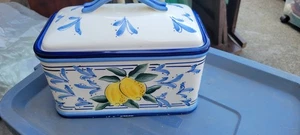 Stonelite Inspirado Seattle USA, Lemon Design, Bread Box/Cookie Jar Hand Painted - Picture 1 of 11