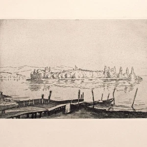 Hermann Armbruster Bodensee insel Mainau Radierung frühes 20 Jhd signiert - Bild 1 von 4