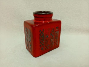 MCM W. Germany seltene rot orange schöne glasierte Vase M.16/12 - Bild 1 von 15