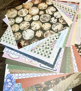 Scrapbook Paper 12x12 Junk Journal Light Card stock Lot 40 Total 1 Lb 8oz (a7) - Picture 1 of 7