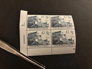 GB QEII 1988 Castle £2 High Value Cylinder Block of 4 Cylinder 1D Superb U/M - Picture 1 of 1
