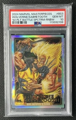 2024 Marvel Masterpieces '92 Platinum Wolverine Sabretooth Battle Rainbow PSA 10 - Image 1 of 2