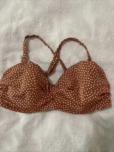 H&M Bathing Suit Top Orange With White Poka Dots Size 36D - Picture 1 of 5
