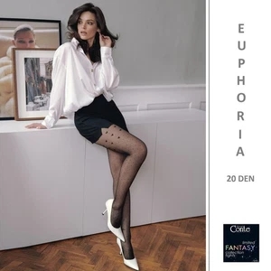 Conte Euphoria style quality sheer tights 20 den black hearts hosiery polka dots - Picture 1 of 7
