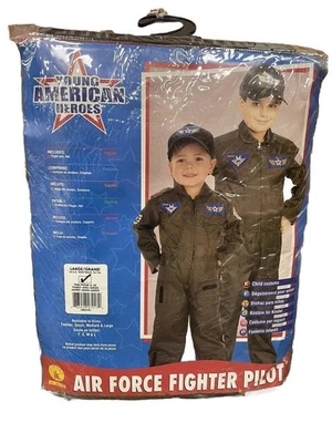 Rubie's Air Force Fighter Pilot Flight Suit & Hat Child Costume Kids Size Medium - Image 1 of 4