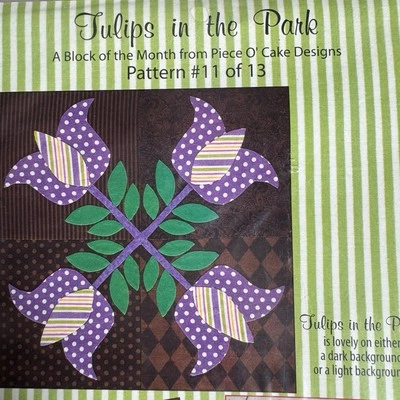 Piece O' Cake designs Block of the month Pattern Tulips in the Park 7 Blocks - Image 1 of 4