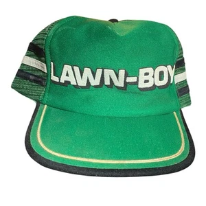 Lawn-Boy Trucker Hat Snapback Mesh Cap Green Black Stripe ASI USA Mower Grunge - Picture 1 of 16