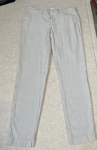 Maison Jules Lou Lou Weekend Casual Straight Grey White Seersucker | Size 2 - Picture 1 of 8