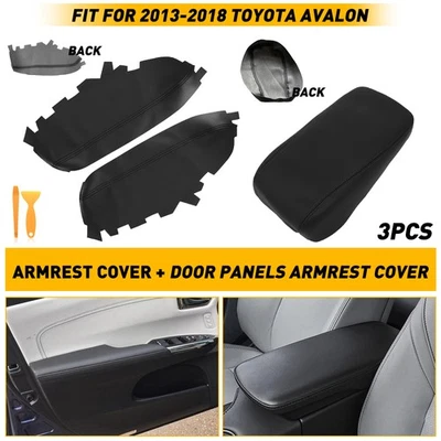 Panel de puerta y tapa de consola reposabrazos cubierta cuero negro para Toyota Avalon 2013-2018 Foto 1 de 4