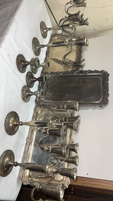 “Candelabro Godinger Plato Plata 4 Brazos 5 Luces De Colección” Foto 1 de 4