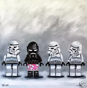  ART  PAINTING CANVAS Star Wars Legos Original  50cm andy baker PRINT - Picture 1 of 7