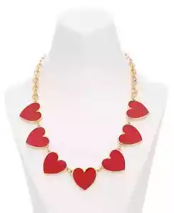 HOLIDAY LANE Gold-Tone Red Heart Statement Necklace, 18" + 3" ext - Picture 1 of 3