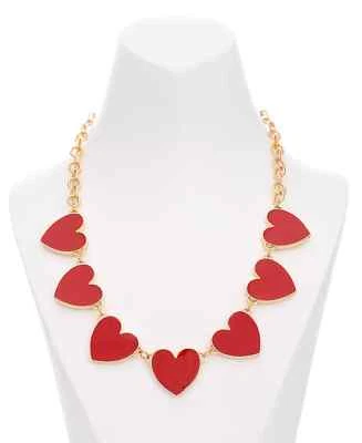HOLIDAY LANE Gold-Tone Red Heart Statement Necklace, 18" + 3" ext - Image 1 of 3