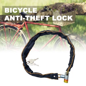 Bike Chain Lock Anti-Scratch Solid with Keys MTB Road Bike Safety Anti-Theft - Picture 1 of 11