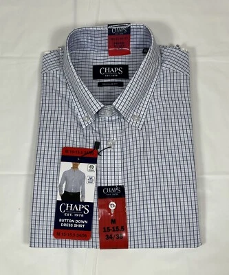 Chaps Regular Fit Button-Down Dress Shirt, Blue, Men's Medium 15-15.5 34/35 NEW - Image 1 of 4