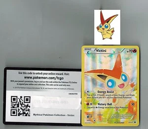Victini Pokemon Mythical Collection Promo XY117 + Matching Pin + Online Code - Picture 1 of 1