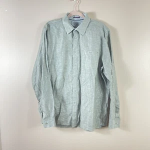 TED BAKER Herren 2XL (7) 17,5" Kragen Ausschnitt Grau Leinen Knopf Langarm Hemd - Bild 1 von 4