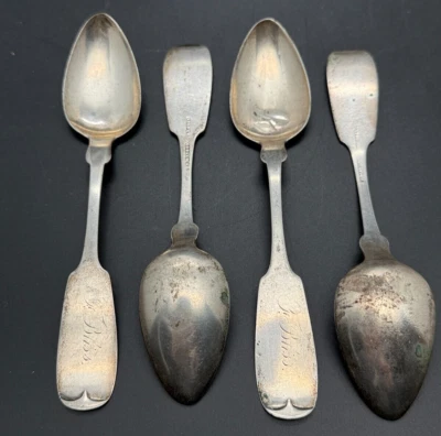 Juego de 4 cucharas de plata para monedas del período federal - Newell Matson, Chicago / Owego NY Foto 1 de 4