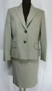 Anne Klein Brown Tan Poly Blend Skirt Suit Stretch Lined Pockets Over Stitch 10P - Picture 1 of 12