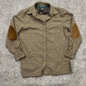 Lauren Ralph Lauren Shirt Women’s Small Wool Cashmere Suede Elbow Patch Plaid - Picture 1 of 12