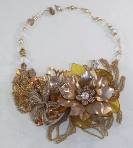 Vintage Glam 1980s Nightingale Sherry De Peé Runway Necklace flower statement - Picture 1 of 12