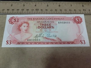 ๐ง๐ธ Bahamas 3 dollars 1965 P-19a P-19 AU/UNC TDLR Banknote Currency 050423-3 - Picture 1 of 3