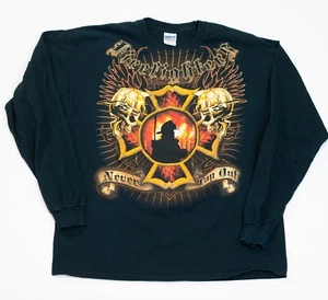 Vintage Y2K Never Tap Out Fire Fighter T Shirt XL Affliction Miami Dade - Picture 1 of 8