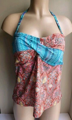 Tankini Aqua Couture naranja verde azulado Haulter grande Foto 1 de 4