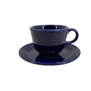 Fiestaware Cup Saucer Set 7 oz Twilight Dark Blue Lead Free Homer Laughlin - Picture 1 of 8