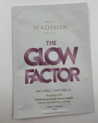 Máscaras faciais hidratantes Diana Madison The Glow Factor óleo de semente de rosa mosqueta novas - Imagem 1 de 2