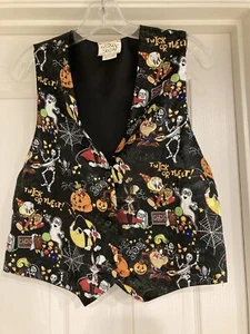 Vintage Halloween Looney Tunes Weste Tweedy, Taz, Bugs, Daffy schwarz Größe S/M - Bild 1 von 6