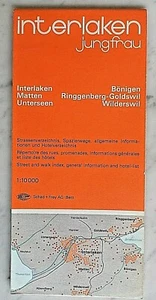 1985 VINTAGE MAPPA PIANTA STRADALE INTERLAKEN JUNGFRAU SVIZZERA 1 : 10.000 - Imagen 1 de 2